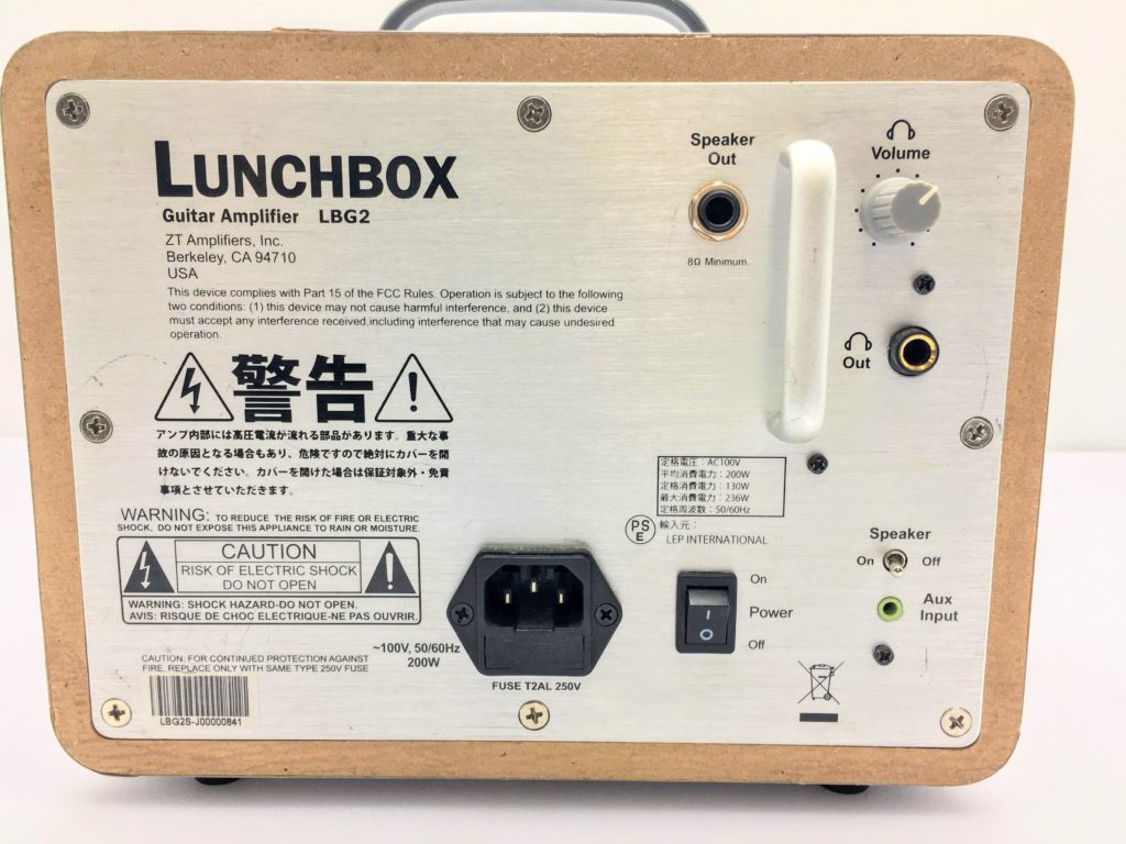 ギターアンプ ZT AMP Lunchbox LBG2 背面